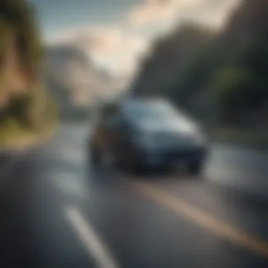 A scenic view of a car on the road symbolizing freedom and financial empowerment.