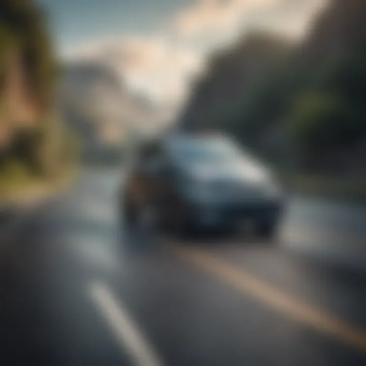 A scenic view of a car on the road symbolizing freedom and financial empowerment.