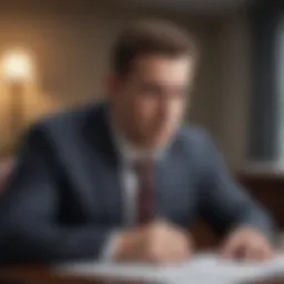 A detailed illustration of an auto insurance broker analyzing quotes
