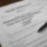 A close-up view of a real estate closing document with highlighted sections.