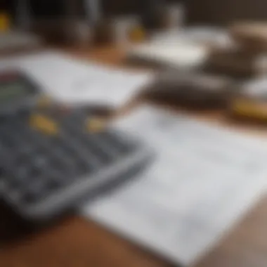 Financial Calculations for Construction A calculator and financial documents representing construction loan calculations