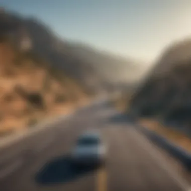 A picturesque highway in California showcasing various vehicle types