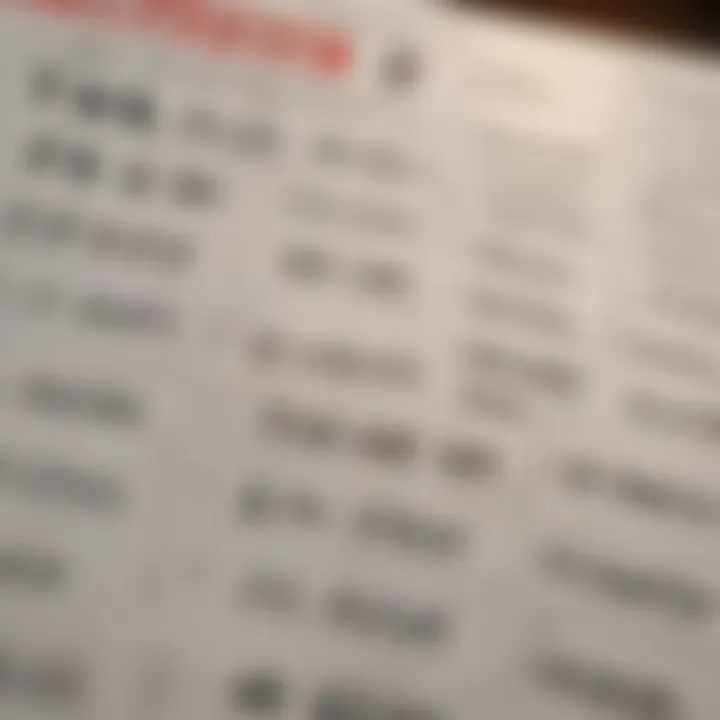Close-up of a calendar highlighting IRS office hours