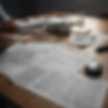 A person analyzing their financial health with documents spread across a table