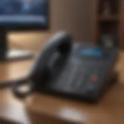 Illustration of a telephone with customer support interface