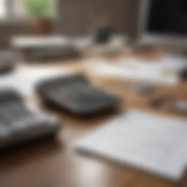 A calculator and financial planner on a desk