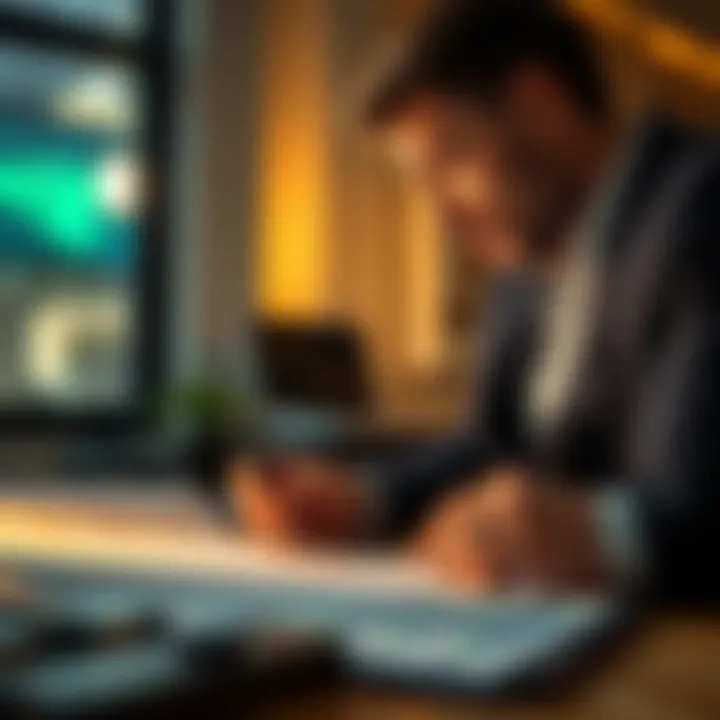 Analyzing Financial Documents Person analyzing financial documents