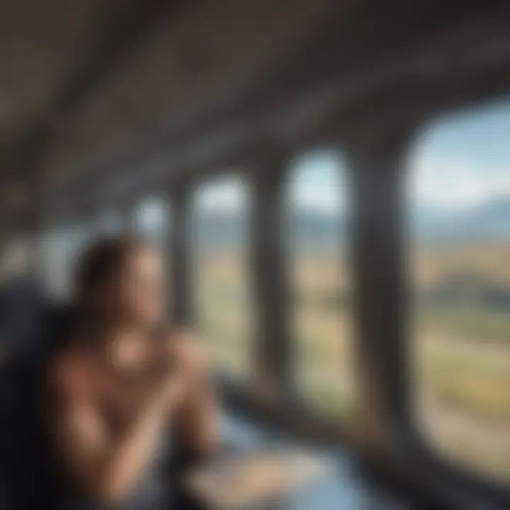 A traveler enjoying a scenic view from an Amtrak train window