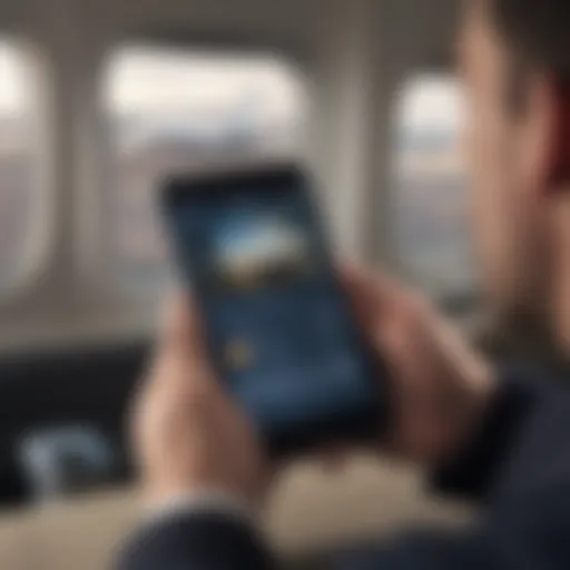 A traveler reviewing United Air mileage credits on a digital device