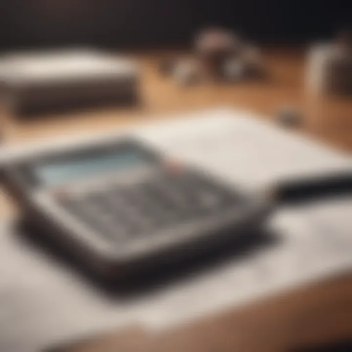 Tax forms and a calculator on a desk