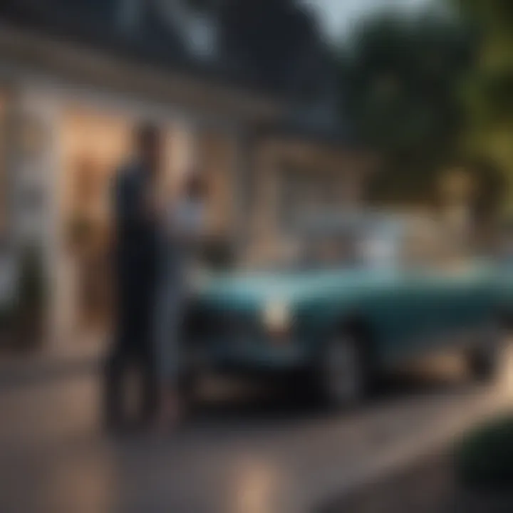 A happy couple celebrating their new car purchase