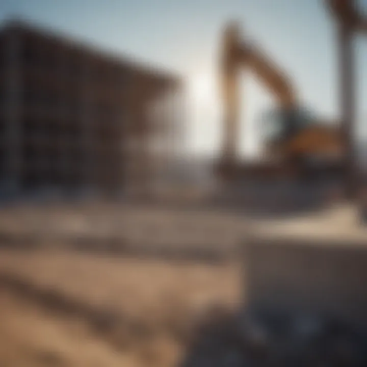 Construction site with foundation work underway